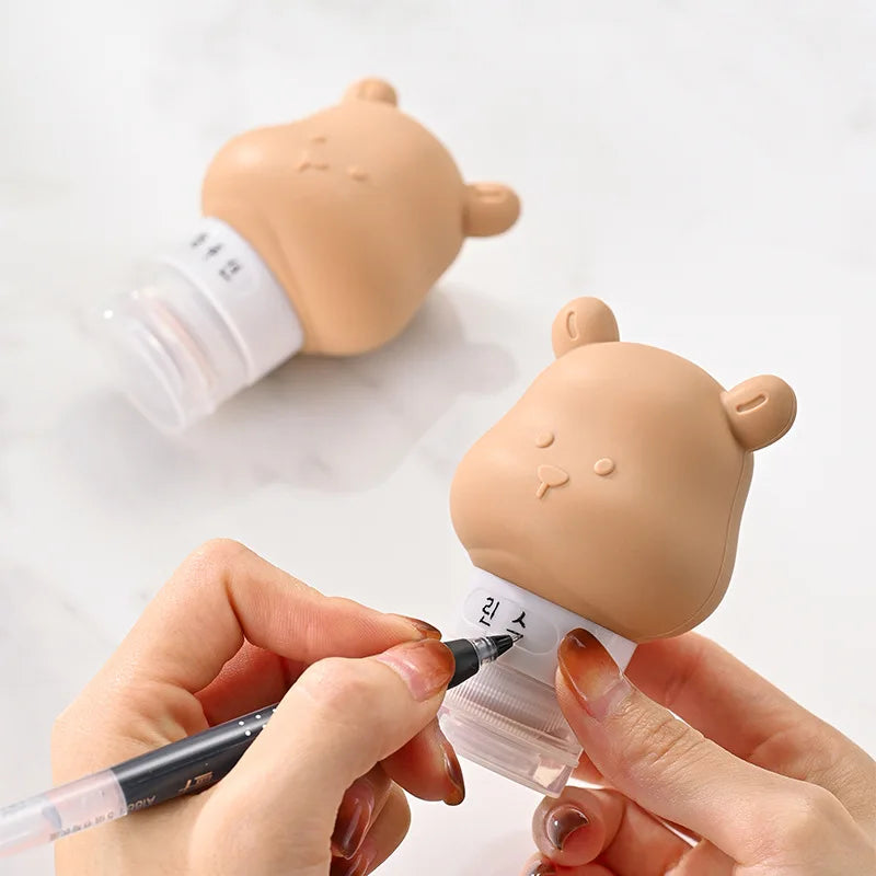 Cute Bear Travel Bottles Leak Proof Portable Mini Refillable Squeezable Containers for Shampoo Conditioner Lotion Toiletries