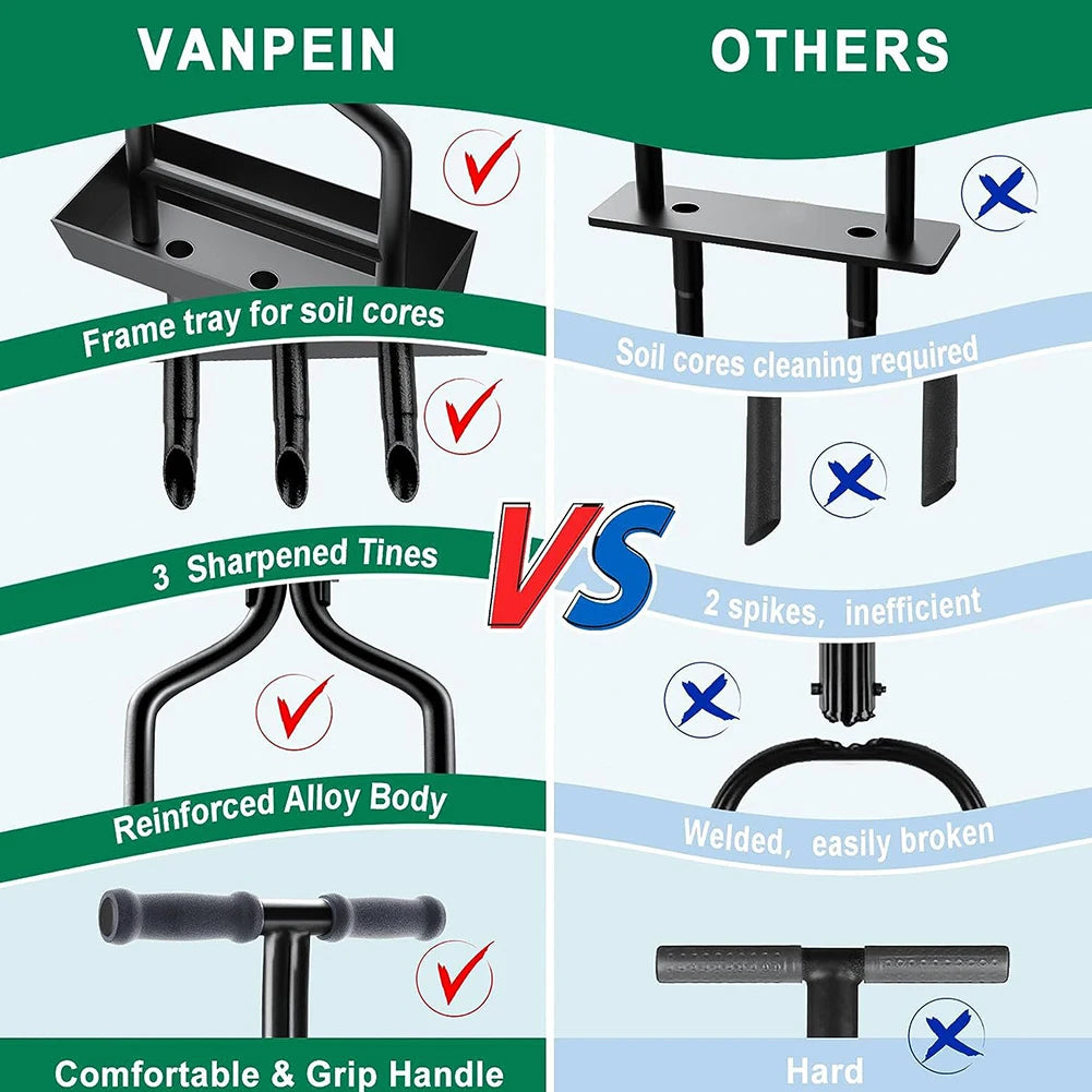 Manual Lawn Aerator Lawn Aerator Coring Tool with Cleaning Tool Grass Aeration Gardening Tool T-shaped Handle for Lawn Yard Care