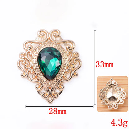 33*28mm Droplet diamond pendant accessories, flat bottom brooch accessories, DIY accessories, headwear accessories 10PCS