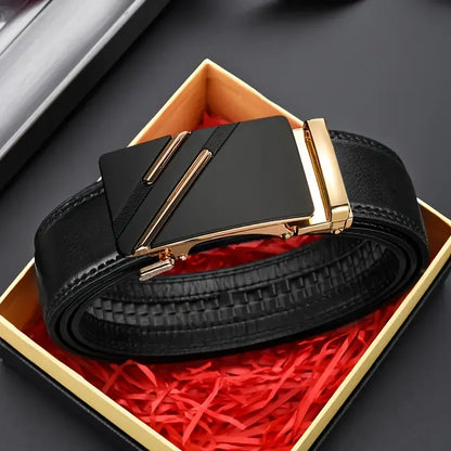 Men belt Leather Belt Metal Alloy Automatic Buckle Brand Luxury Design Waist Belts for Men Strap Male