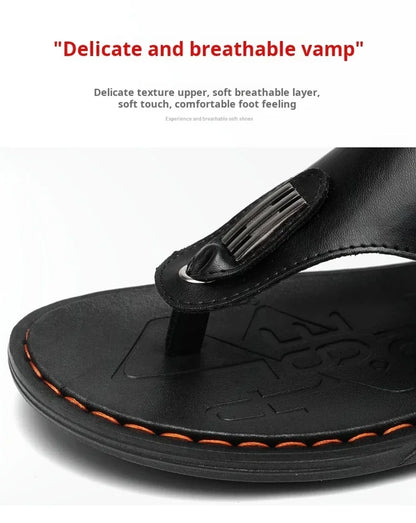 Flip Flops Flat Mens Sandals Summer Shoes Men Slippers Leather Mens Holiday Non-slip Flip Flops Huaraches Para Caballero