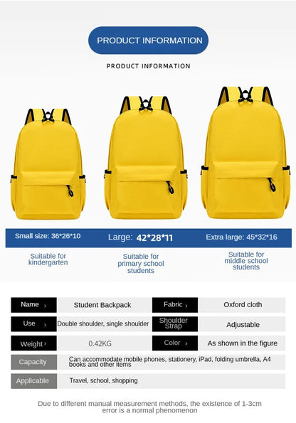 Personalized School Bag Custom Logo School Backpack Training Class Gift School Name Pattern Elementary school backpack wholesale