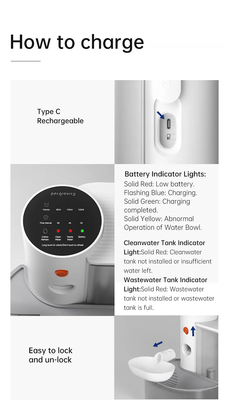 3L Dog Cat Water Dispenser, Pet Water Dispenser, Dumping Cat Water Dispenser, Running Water Charging Automatic Water Feeder