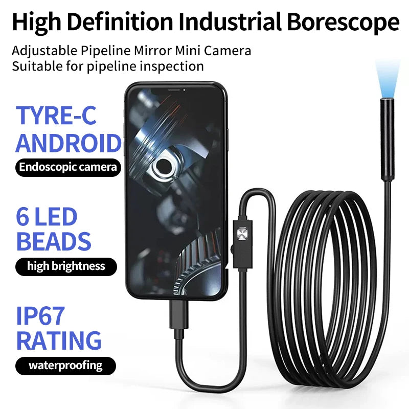 Megapixel 5.5/8MM HD Android Endoscope Type-C Endoscope Inspection Camera IP67 Waterproof for Smart Android Phones