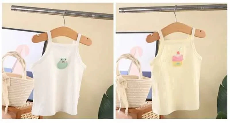 Baby Girls T-shirts for Kids Summer Sleeveless Knitted Tops Vest Outfits Girls Cute Halter Tops Tees Children Clothing 1-12 Year