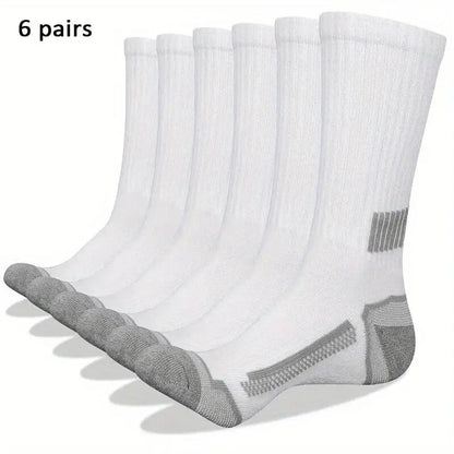 6 Pairs of MEN'S Sports Socks, Sweat Absorbing, Comfortable and Breathable, Suitable for Basketball Training and Outdoor Running