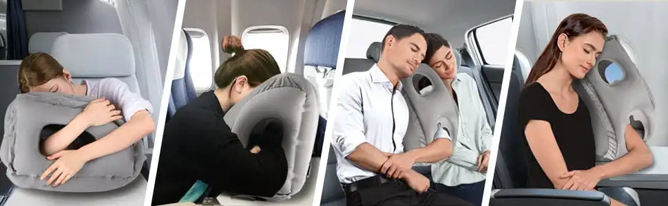 PVC Inflatable Travel Pillow Portable Headrest Chin Support Cushions for Airplane Plane Car Office Rest Neck Nap Pillows