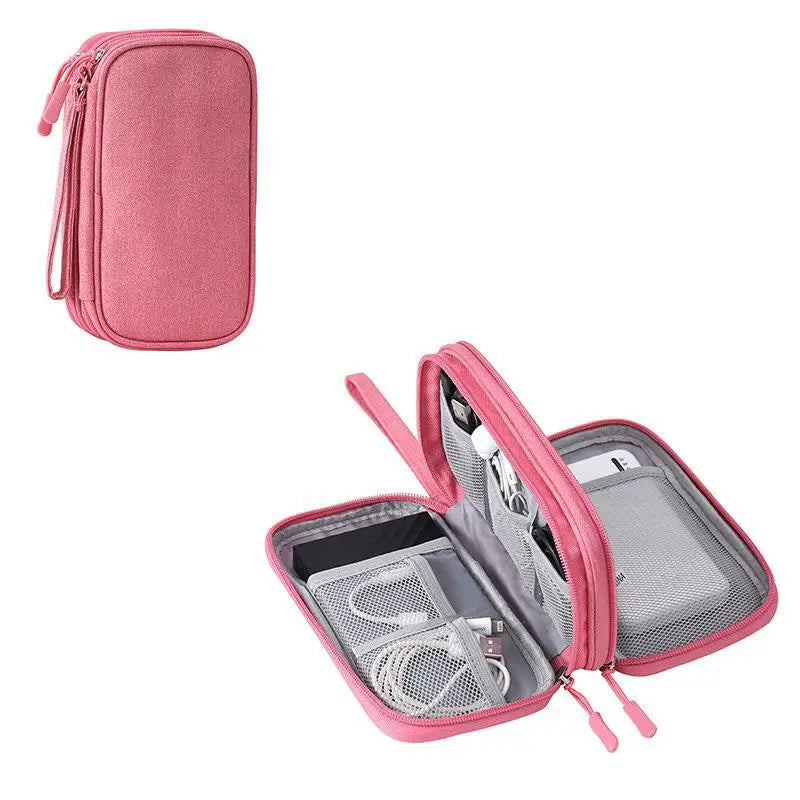 Travel Organizer Electronics Accessories Organizer Portable Waterproof Double Layers Storage for Cable Hard Disk Power Bank