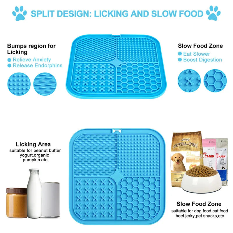 Dog Slow Feeders Mats Lick Mat Boredom Anxiety Reduction Perfect for Food Yogurt Peanut Butter Alternative to Slow Feed Dog Bowl