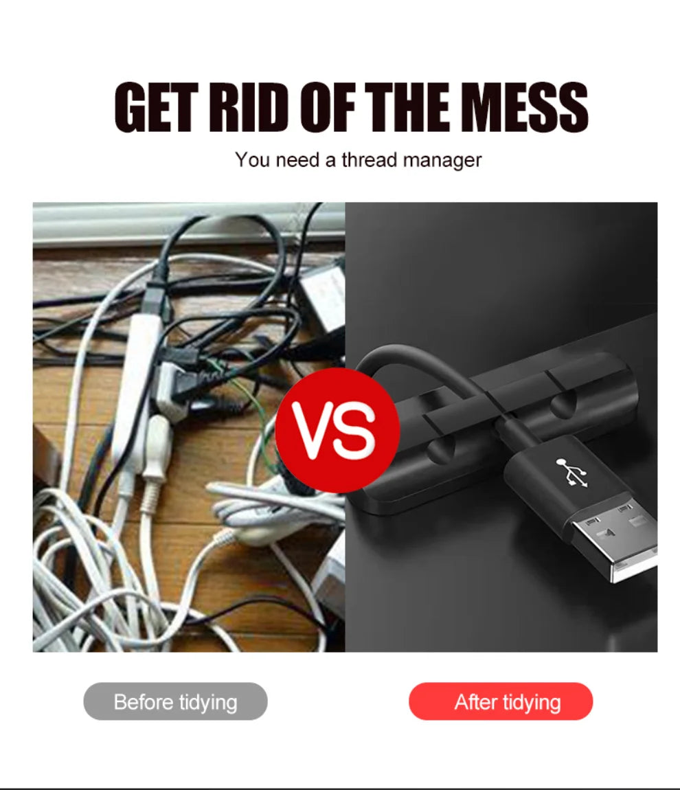 LccKaa Cable Holder Clips Cable Management Cord Organizer Clips Silicone for USB Charging Cable Mouse Cable Wire PC Office Home