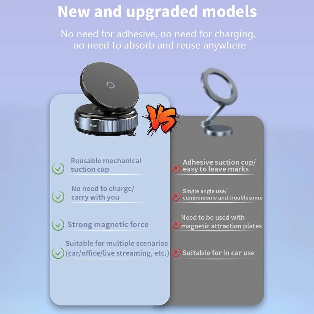 Car Phone Holder Magnetic Mount 360° Rotating Vacuum Adsorption Strong Magnet For iPhone 12 13 14 15 Pro Max