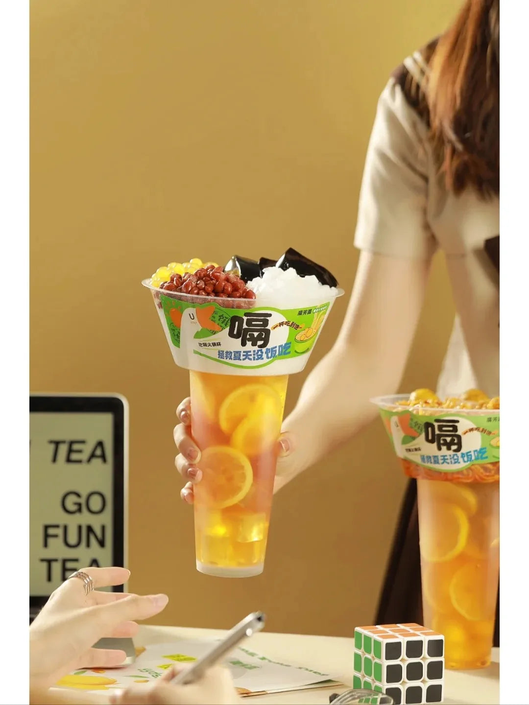 2PCS 2In1 Drink Snack Cup Bowl Bubble Milk Tea Fruit Portable Cups Stadium Tumbler Desserts Fondue Coke Water Bottle Adults Kids