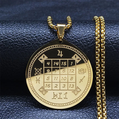 Talisman Protection Luck King Solomon Seal Necklace Stainless Steel Wealth Fortune Wheel Women Men Chain Jewelry salomon N3674