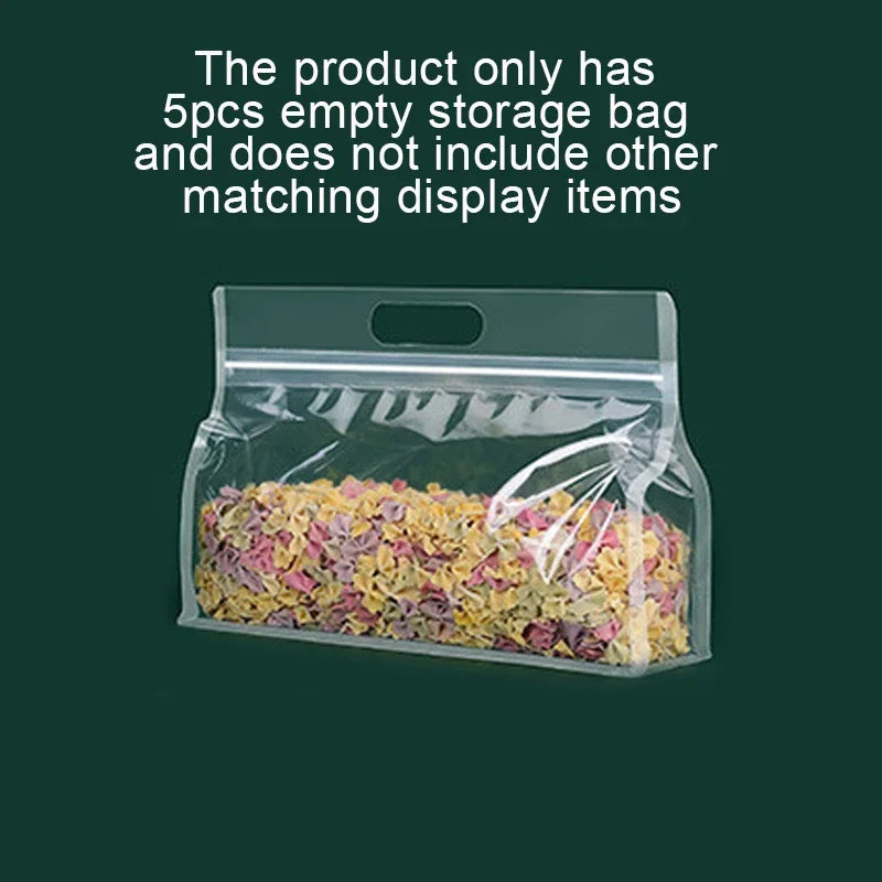 5pcs Reusable Leakproof Food Storage Bags For Nut Grain Vegetable Fruit And Snack Kitchen Organizer Storage Containers