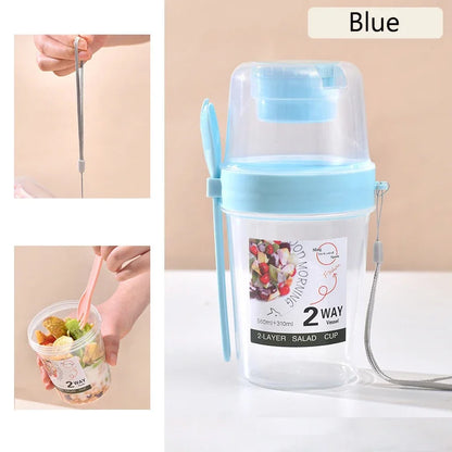 Carry Breakfast Cup Salad Cups Portable Yogurt Cereal Oatmeal Snacks Parfait Containers Salad Dressing Holders with Lid Forks