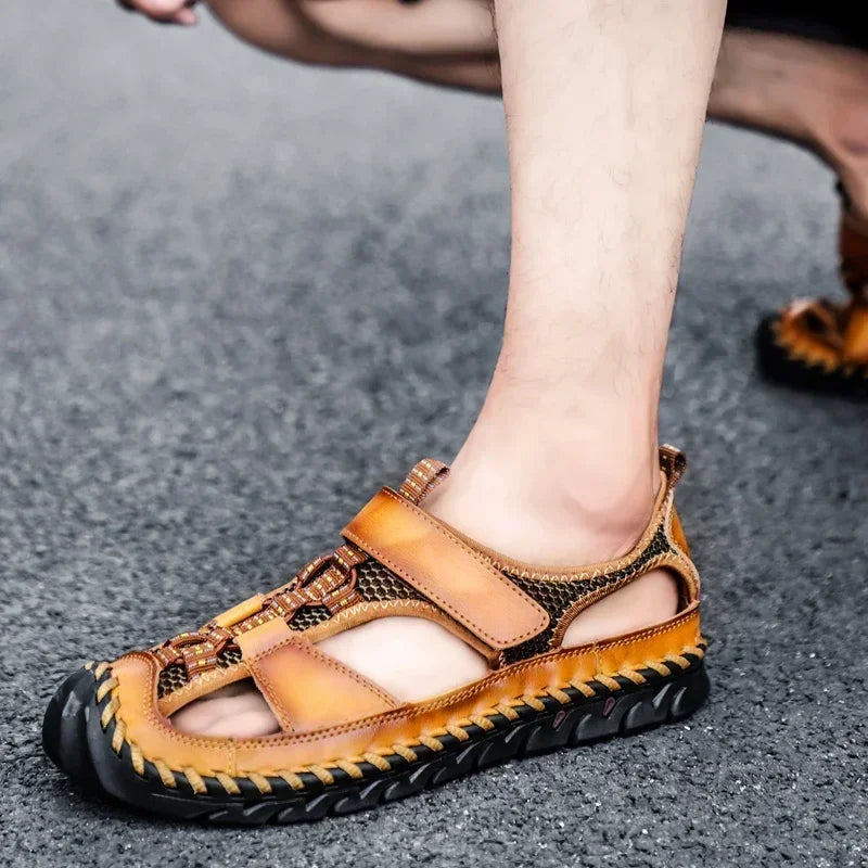 Comfortable Man Sandal for Men Flat Sandals Trend 2024 Men's Summer Sandal Authentic Leather Shoes Man Platform Sandals. Slipers