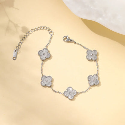 New Fashion Clover Bracelet Women Girls Gold Silver Stainless Steel Five Leaf Flower Dainty Luxury Lucky Link Bracelets Jewelry