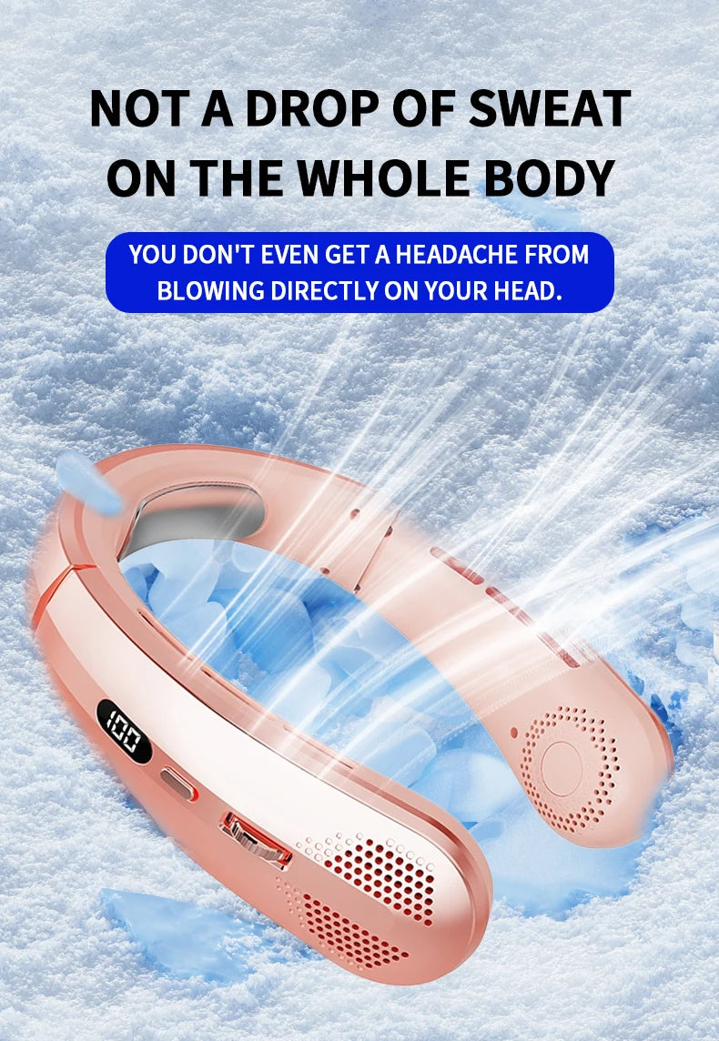 2025 Mini Neck Fan Hanging Neck Fan Portable Leaveless Air Conditioner Digital Display Air Conditioner Charging Neck Fan