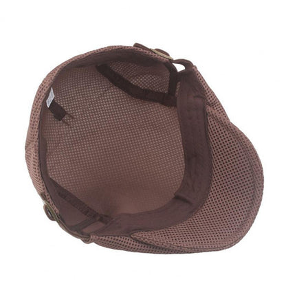 Hollow Breathable Mesh Men Beret Hat Adjustable Buckle Summer Autumn Sunscreen Men Cap Sport