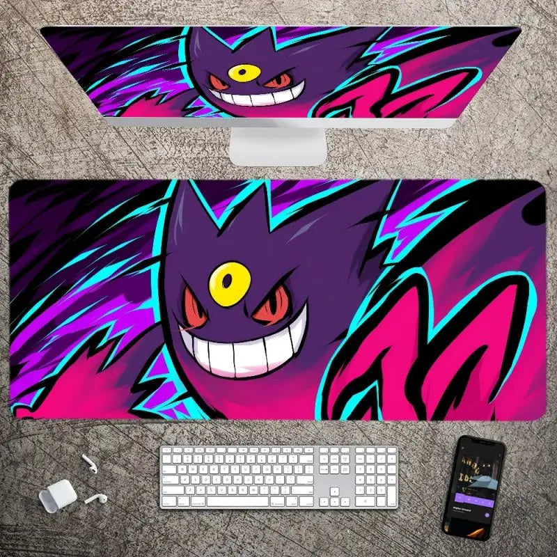 MINISO P-Pokemon-Gengar Grande Mousepad Large Gaming Mouse Pad Lock Edge Thickened Computer Keyboard Table Desk Mat