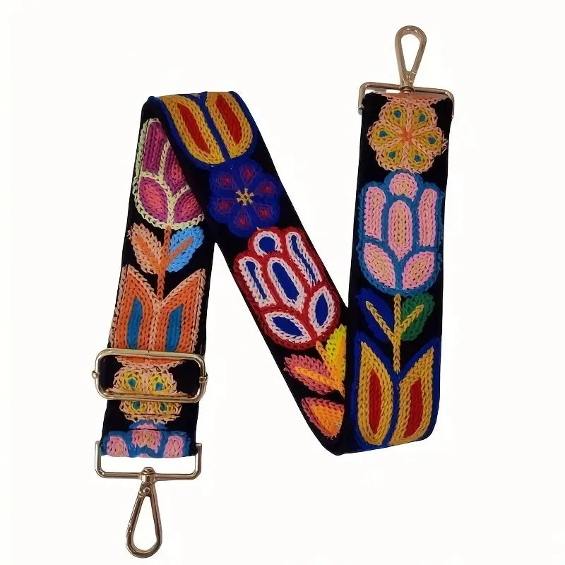 1pc Adjustable Crochet Flower Guitar Strap For Handbags Colorful Crossbody Shoulder Replacement Strap Artisan  Purse Accessory