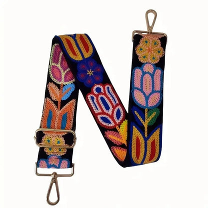 1pc Adjustable Crochet Flower Guitar Strap For Handbags Colorful Crossbody Shoulder Replacement Strap Artisan  Purse Accessory