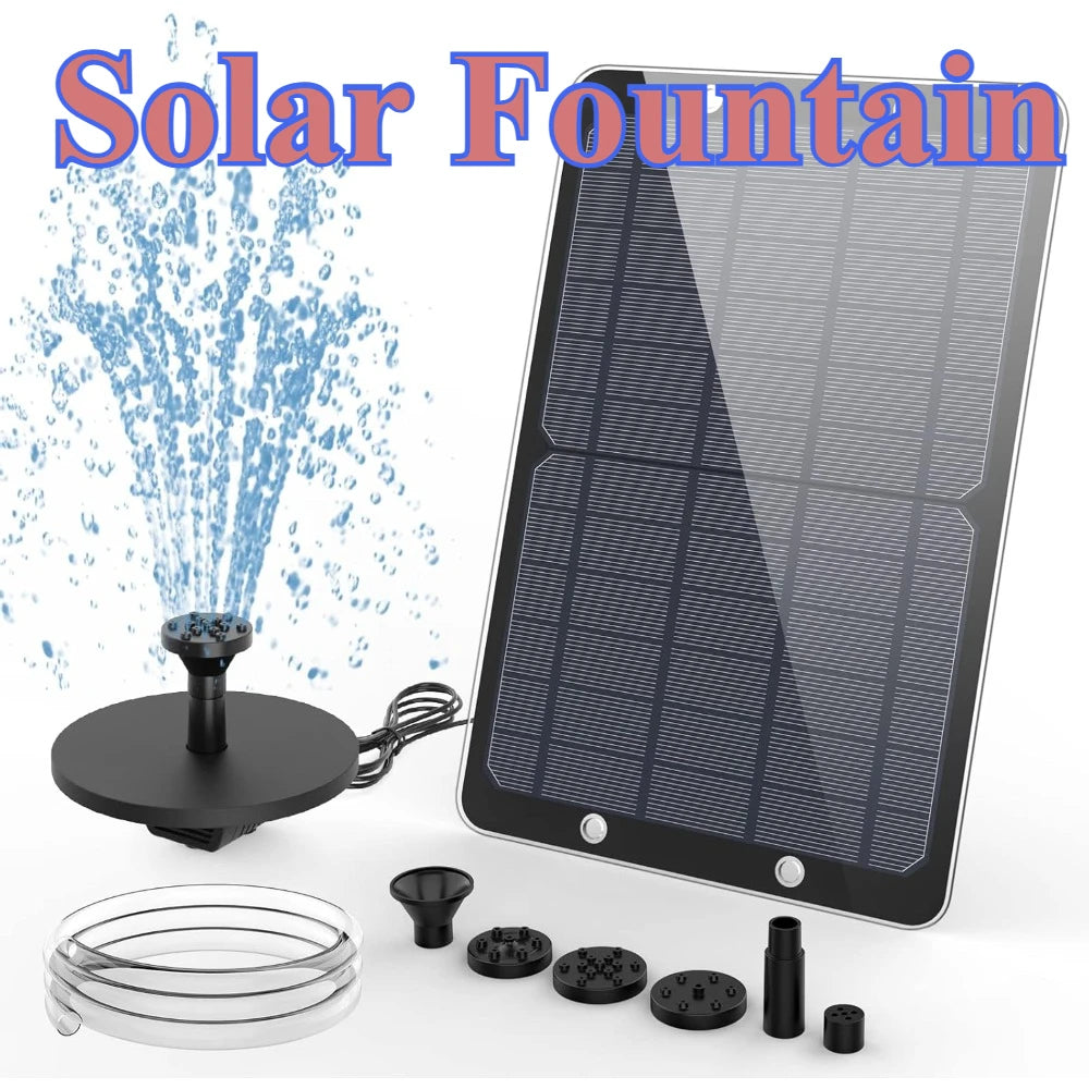 9w Solar Fountion Solar Water Fountain for Garden Floating Water Fountain with 4 Nozzles and Water Pipe Solar Fountain for Pond