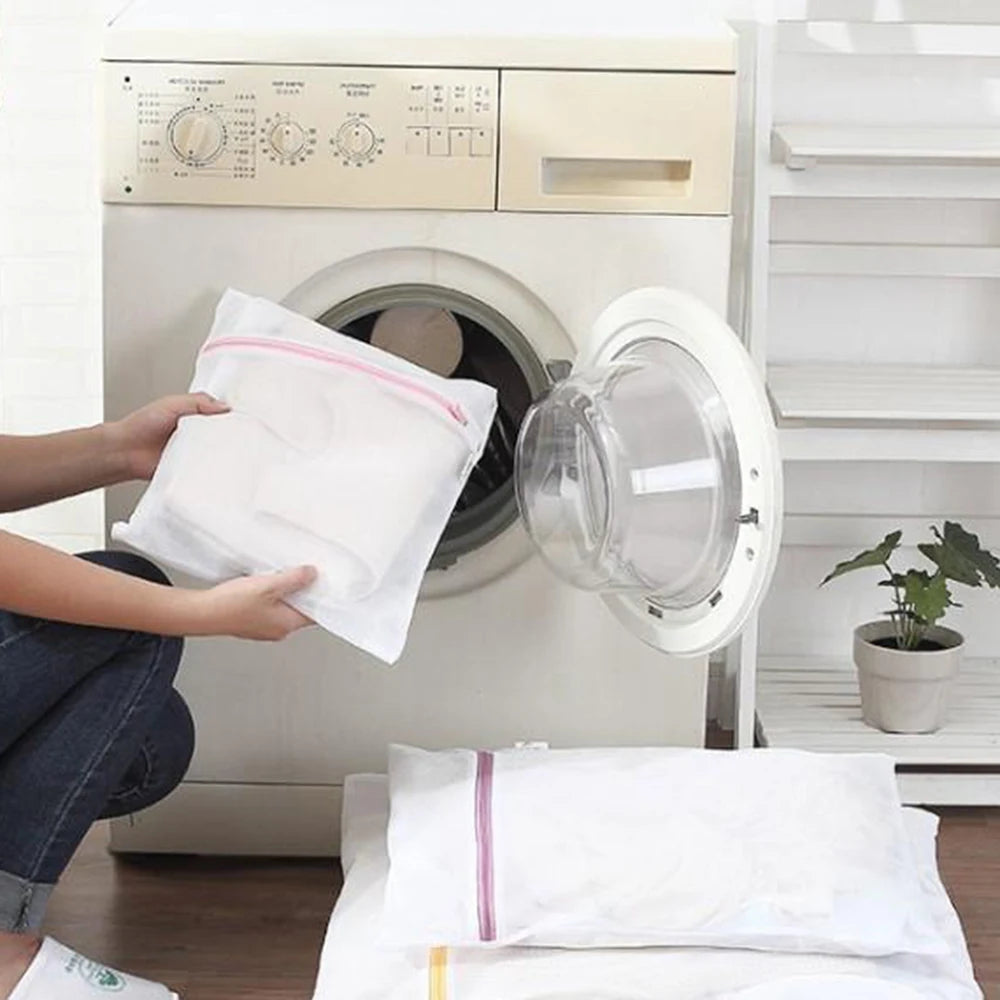 3PCS Pink Grid Laundry Bag for Home Organization - Classification Clothing Care Bag