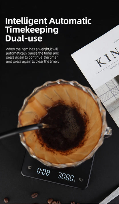 HiBREW Hand coffee timing electronic scale Weighing,Timing,Countdown professional electronic scale