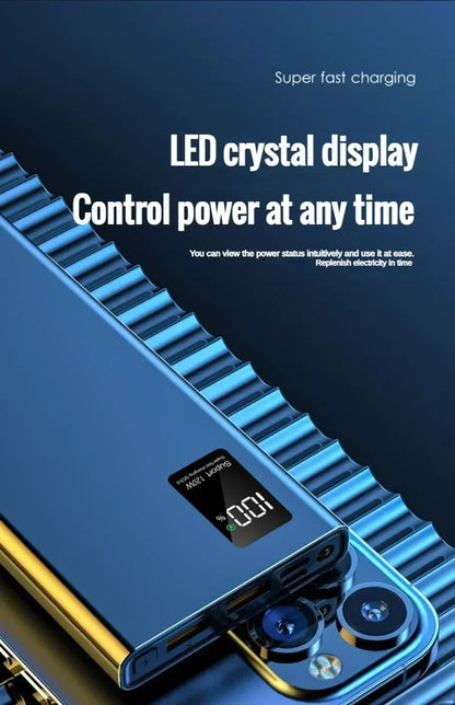 120W super fast charging 30000 mAh power bank with 100% sufficient capacity for mobile power supply for various mobile phones