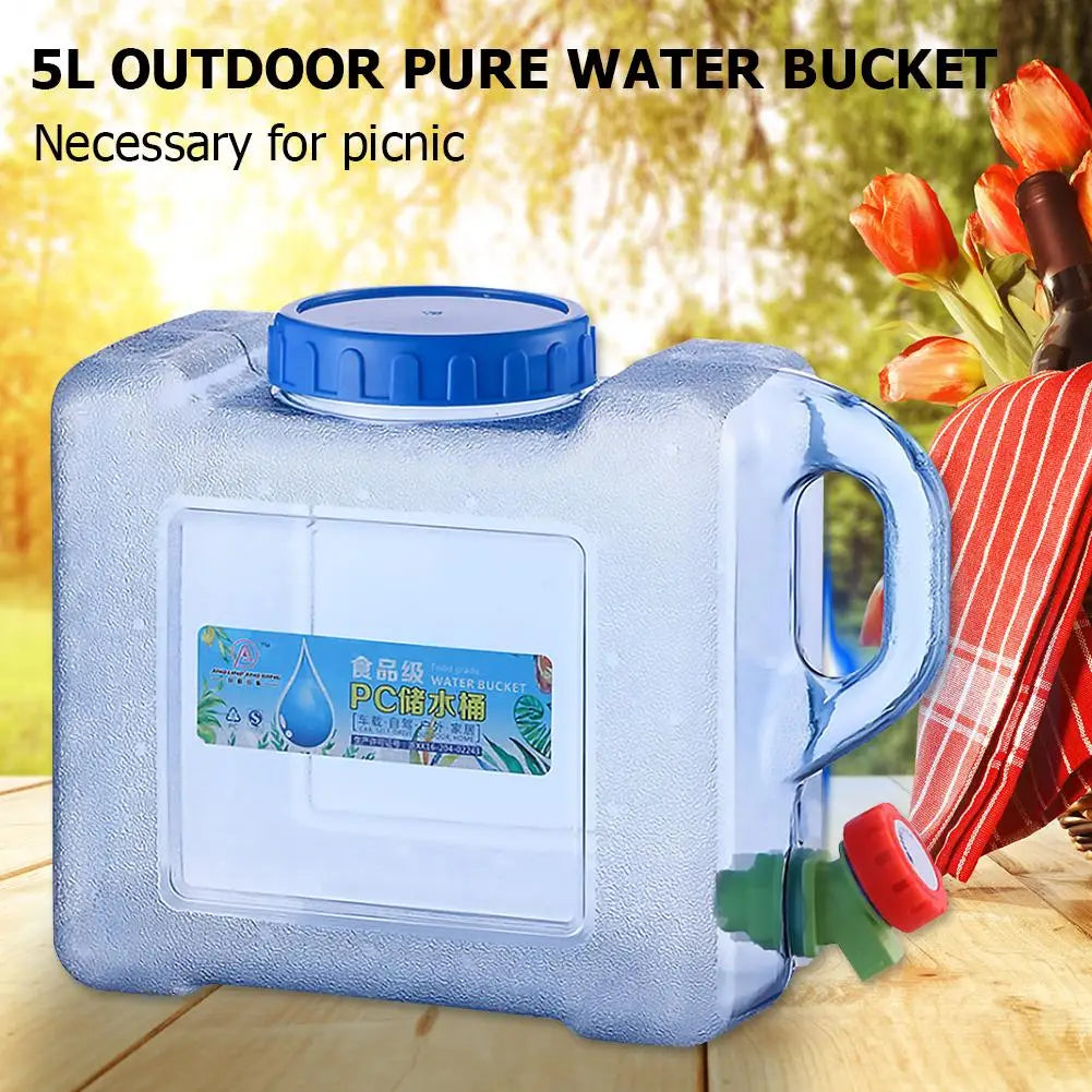 5 L Water Container with Faucet Water Carrier Canister Large Capacity Water Bottle Water Can Bucket Food Grade Water Container