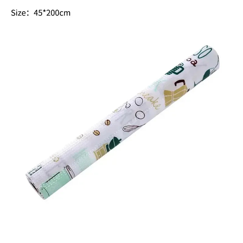 Waterproof Oil Thickened Kitchen Stickers 2 Roll Can Cut Table Mat Drawers Cabinet Shelf Liners Cartoon Cupboard Placemat