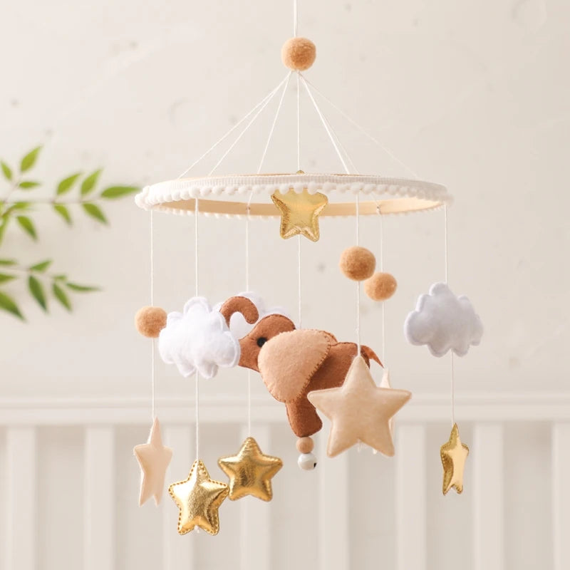 Baby Mobile Crib Bed Bell Musical Rattles Toys Soft Felt Cartoon Animal for Infants Nursery Mobiles Forest Animals Crib Toys