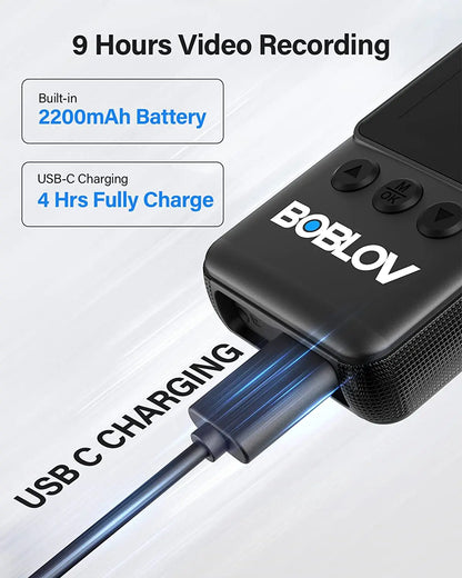 BOBLOV A23 Body Worn Camera 180° Rotatable Video Camera 9Hours Recording Night Vision 1080P Body Mounted Video Cameras