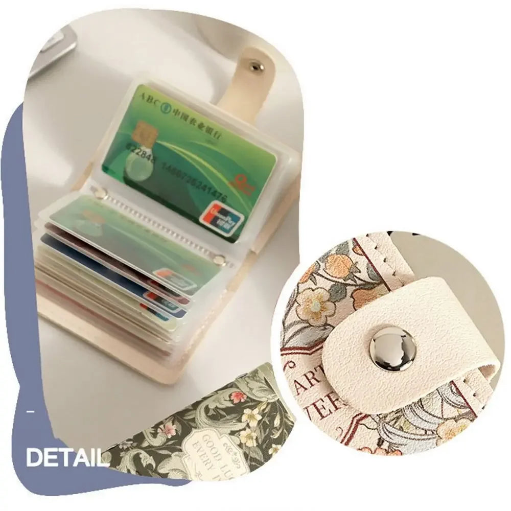 RFID Blocking ID Card Holder Creative 20 Card Pockets PU Leather Mini Wallets  Laminated Concealed Pull-out Business Card Case