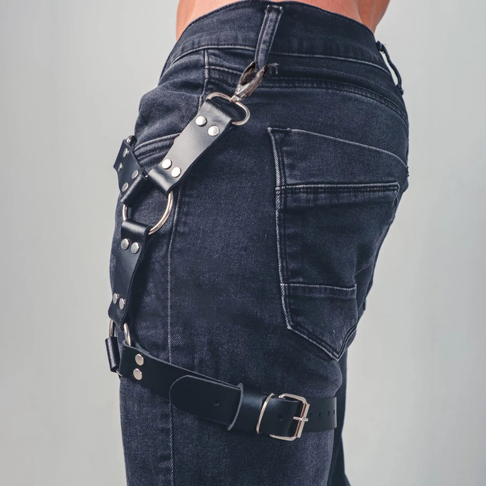 UYEE Punk PU Leather Suspenders For Women Men Jeans Pants Leg Harness Garter Bondage Belt Strap Fashion Apparel Accessories