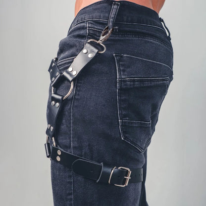 UYEE Punk PU Leather Suspenders For Women Men Jeans Pants Leg Harness Garter Bondage Belt Strap Fashion Apparel Accessories