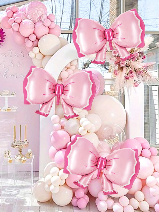 3pcs pink bow shape balloons, baby shower, birthday party, party decoration, anniversary, party decoration
