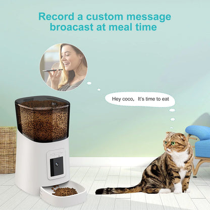 Video Automatic Pet Feeder with HD Camera, Food Dispenser for Cats and Dogs WiFi Smart Feeder with Camera 6L 2-Way Audio,Mobile