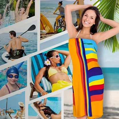 1PC Large-sized Rainbow Beach Towel Quick Drying Breathable Non Pilling Summer Beach Towel Suitable for Swimming Yoga Camping