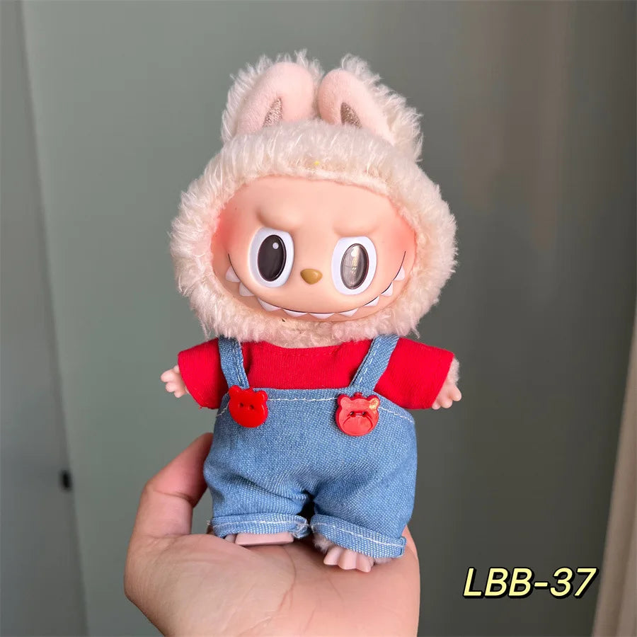 POP Labubu baby clothes 17cm plush vinyl labubu sit-down party first-generation and second-generation suit, clothes only