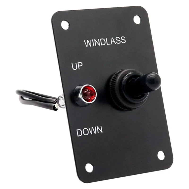 Marine Boat Anchor Windlass Control Panel Return Aluminum Plate 2 Way Led Light Up/Down Toggle Switch Anchor Winch