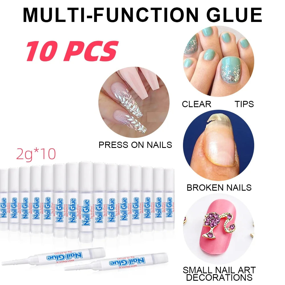 30/20/10pcs Fast-Dry Nail Glue Acrylic False Nail Tips Glue Gel For Fast Extension Super Bond Rhinestones False Nails Mini Glue