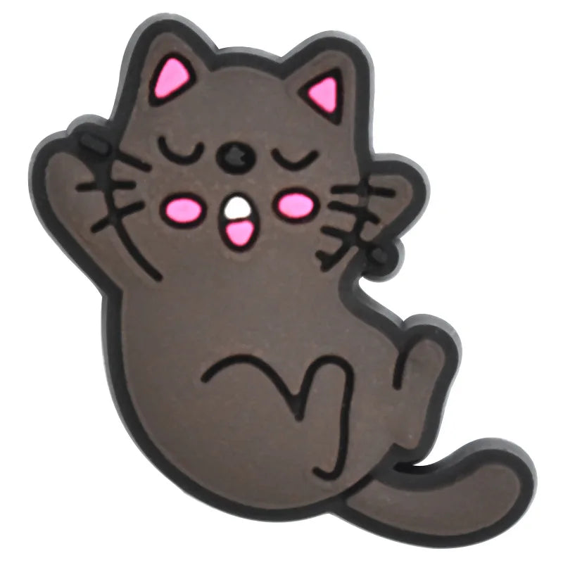 Cute Cats Shoe Charms Decoration for Crocs Pin Accessories Bracelet Wristband Party Gifts
