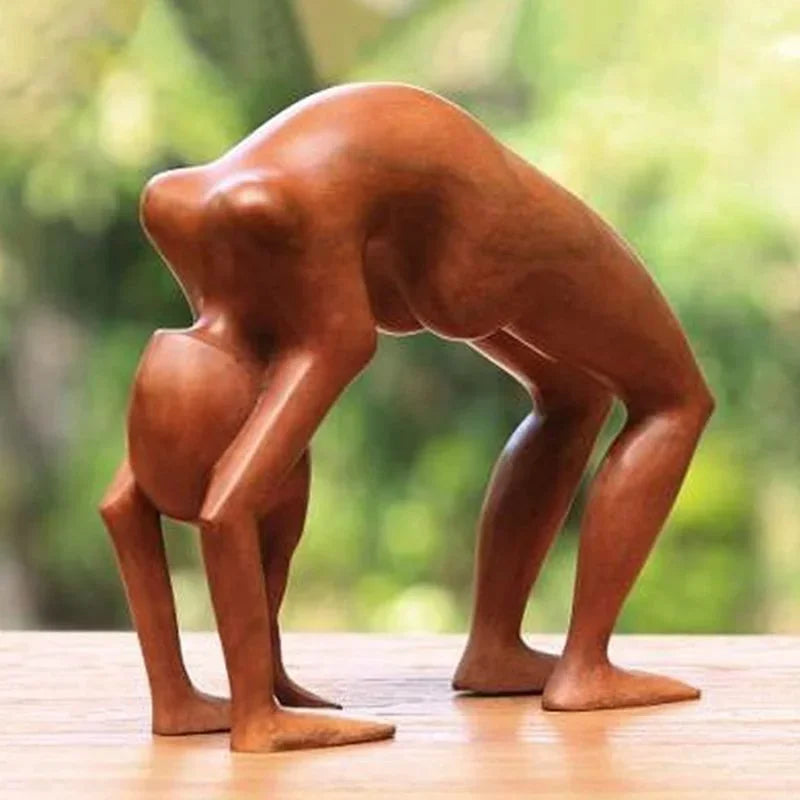 YOGA GIRL WOOD CARVING Yoga Pose Meditation Statue - Handmade Wooden Yoga Pose Sculpture Yoga Girl Home Decoration