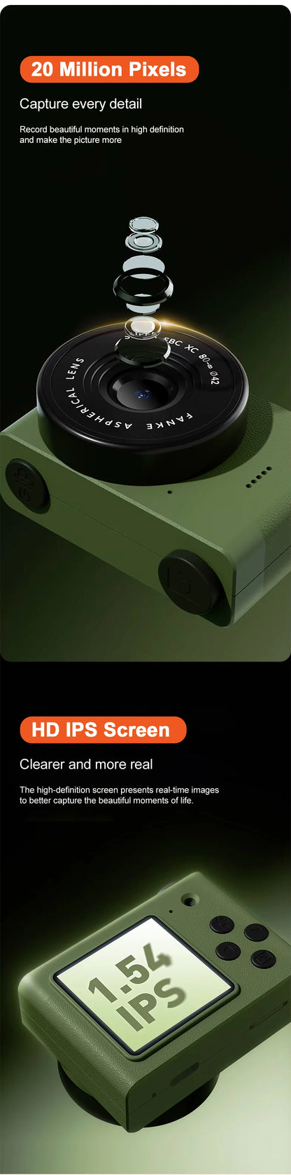 A5 Mini Camera With 1.54in Screen Vintage Camera Front Rear Camera Kids Camera Indoor Home Support TF Card Kids Vlog Camera