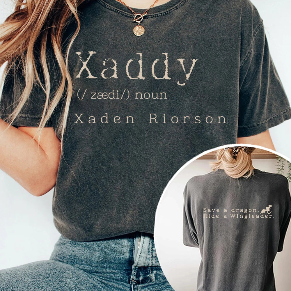 Retro Xaden Riorson Xaden Fourth Wing Shirt Rebecca Yarros Apparel Unisex Tee Cotton Shirt Fantasy Apparel Y2K Top Streetwear