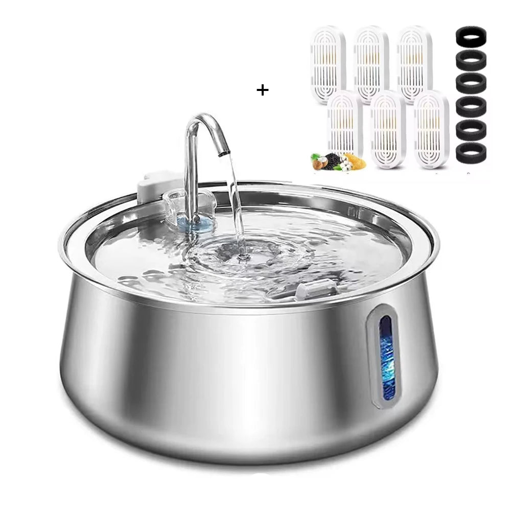 4L Cat Drinking Fountain Automatic Stainless Steel Pet Cats Water Dispenser Ultra-quiet Pump Drink Foutain For Multiple Pets
