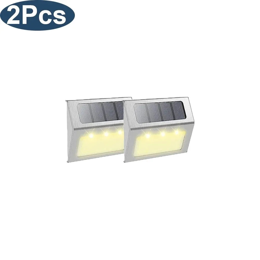 3LED Step Light Stainless Steel Solar Fence Lights Waterproof Outdoor LED Wall Lamps Deck Lights For Stair Garden Fence Patio