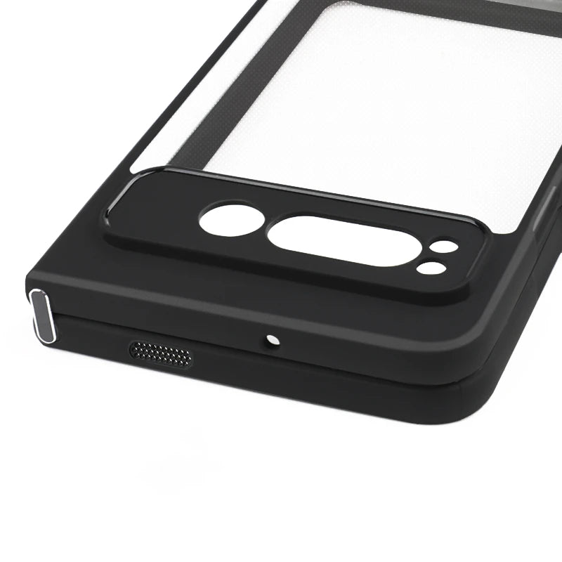For Google Pixel Fold Case Cover Google Pixel Fold Capa Black Frame Shockproof Back Len Protector Clear Fundas Google Pixel Fold
